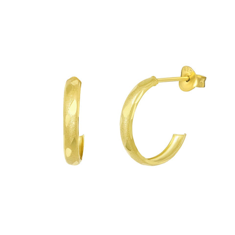 Faceted Post Hoops - Gold