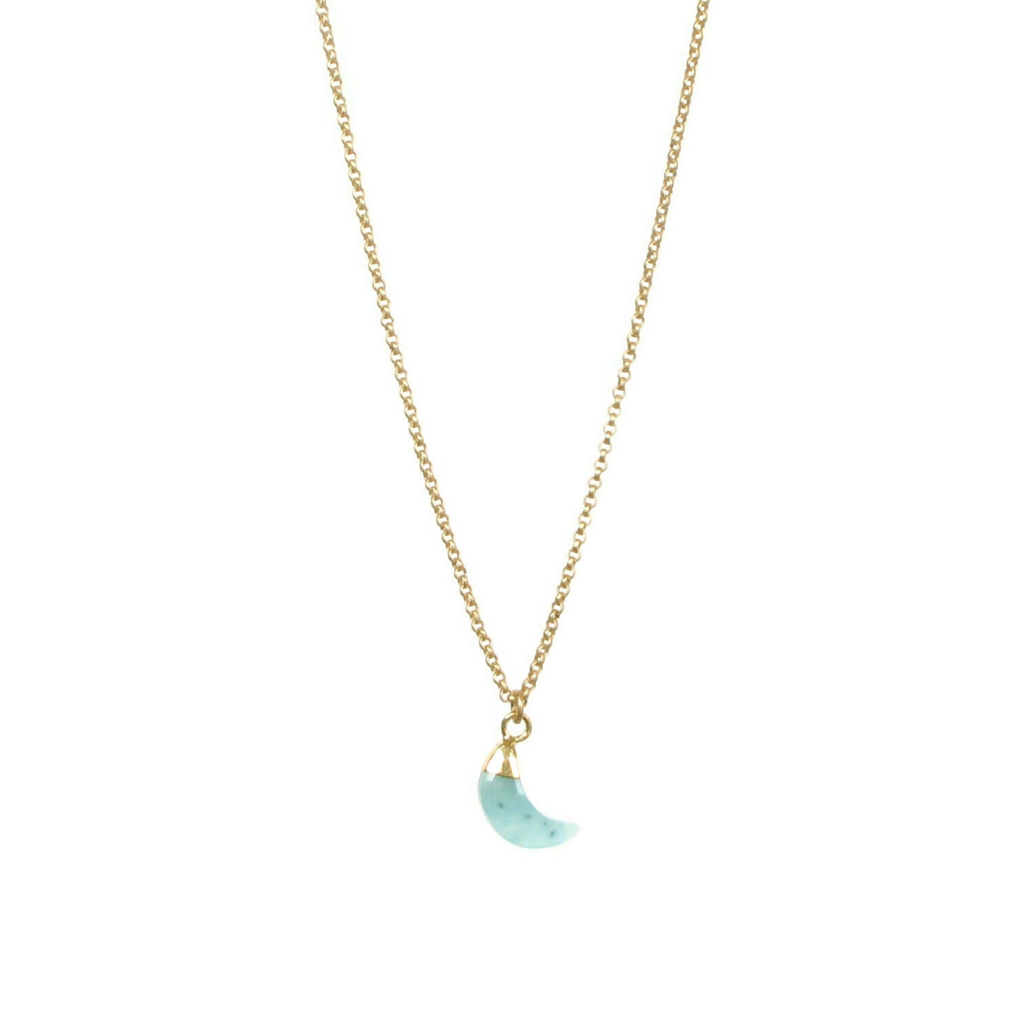 Gemstone Crescent Necklace - Gold