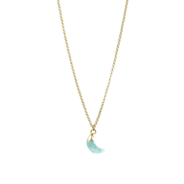 Gemstone Crescent Necklace - Gold